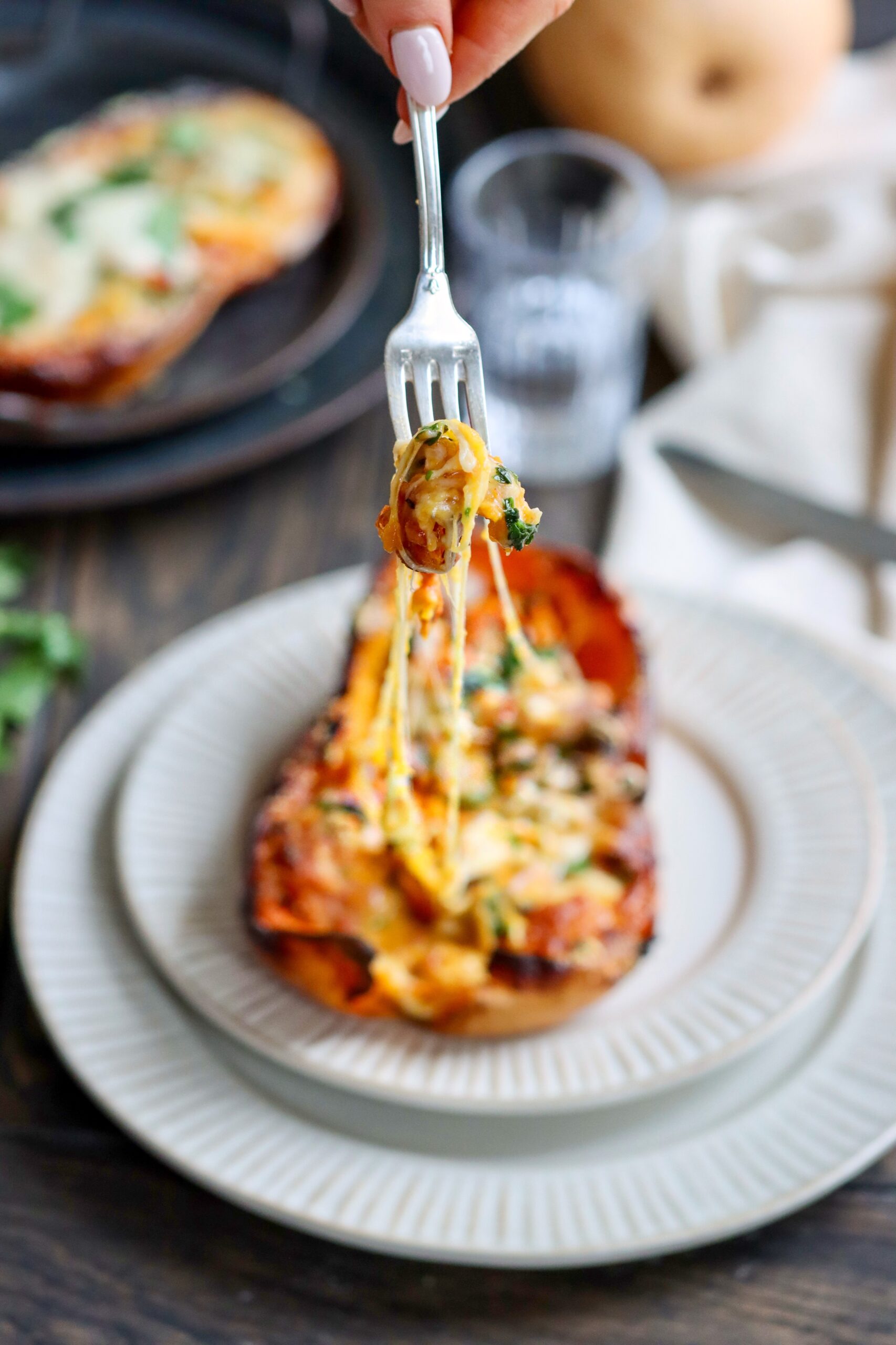 Recette - Butternut rôti au gorgonzola et lardons